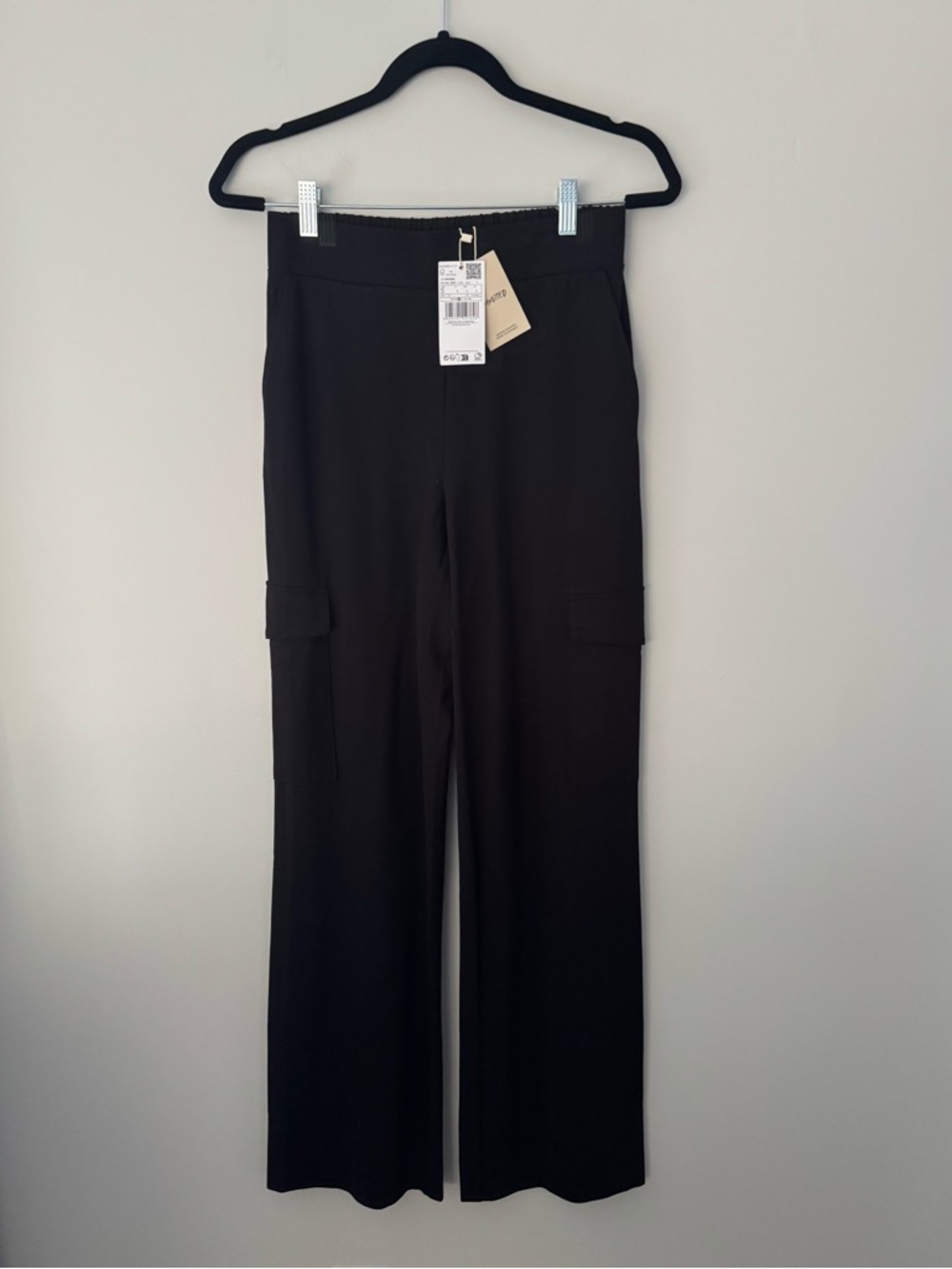 Mango Black Wide-Leg Cargo Trousers